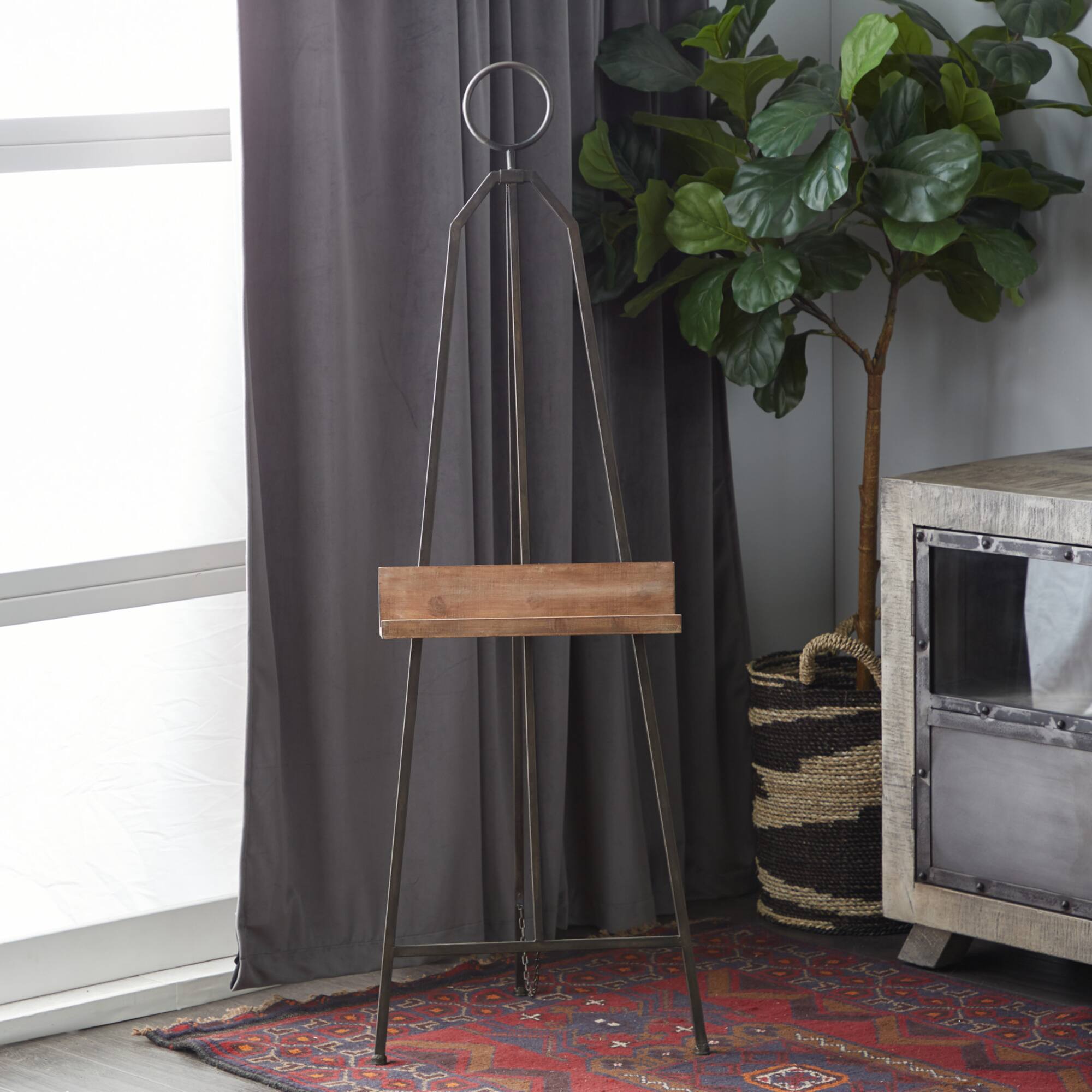 Black Iron Industrial Easel, 52" x 16" x 18"